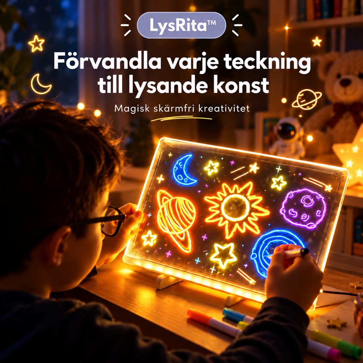 LysRita™ – Lysande ritplatta för skärmfri kreativitet